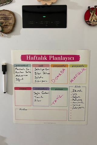 Haftalık Menü Planlayıcı Magnet Mıknatıslı Yazı Tahtası Buzdolabı (538426067)