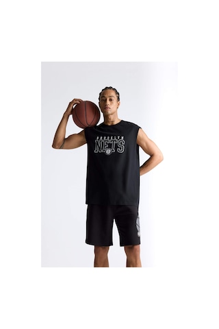 Defacto Pamuk Defactofit Nba Brooklyn Nets Oversize Geniş Kalıp Bisiklet Yaka Atlet E7284ax25aubk81 SIYAH