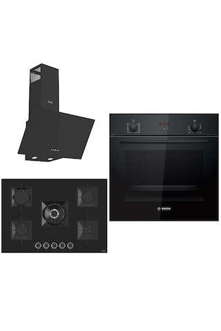 Bosch - Ferre HBF512BB1T - SS035 - D086 Siyah Ankastre Set
