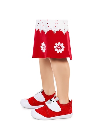 Kiko Kids Winni Cırtlı Kız Bebek İlk Adım Panduf Ayakkabı Kırmızı