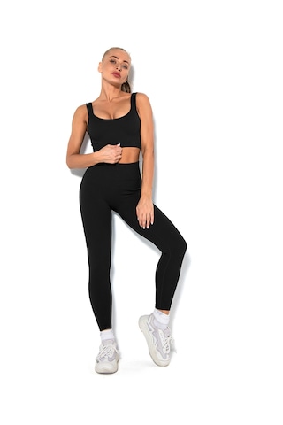 Ximistore9 Kadınlar İçin Süper Esnek Soluk Akıllı Fitness Seti - Siyah Düz Yaka Bra Ve Tayt, Yoga Spor Günlük Kullanıma Uygun L Beden SiYAH
