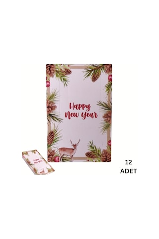 Yılbaşı Happy New Year Tebrik Kartı, Yeniyıl Temalı Hediye, Not K