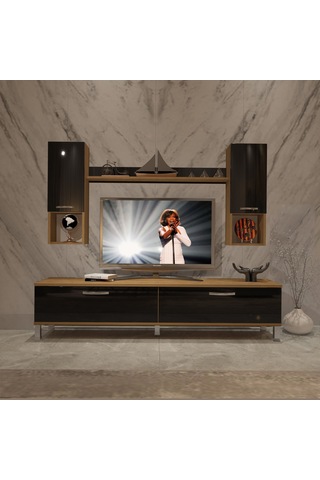 Decoraktiv Eko 5da Mdf Std Krom Ayaklı Tv Ünitesi Tv Sehpası Pera - Siyah