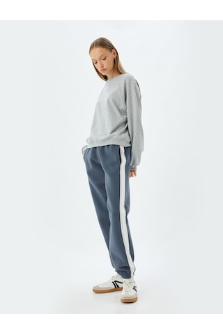 Koton Oversize Jogger Eşofman Altı Beli Bağcıklı Şerit Detaylı Cepli Şardonlu Gri 5wal40073ık Gri
