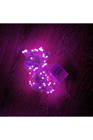 10m 100 Led Damla Uçlu Pembe Işık Şeffaf Kablo Renk