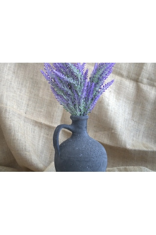 Siyah Çömlek Vazo 25 Cm Toprak Vazo Dekoratif Vazo