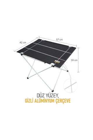 Haegs Ultralight Katlanır Kamp Masası, Piknik, Bbq, Balıkçılık, Avcılık, Plaj İçin Masa Orta Siyah