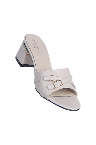 Ayakcenter Byn Ayışığı By20 Krem Kadın 7cm Topuklu Terlik Krem