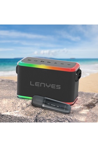 Lenyes S834 Rgb Led Işıklı Bluetooth Speaker Hoparlör Ve Karaoke Bluetooth Mikrofon Siyah