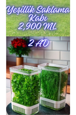 Yeşillik Saklama Kabı 2 Ad 2900ml Maydonoz,dereotu,tere Roka Yeşi