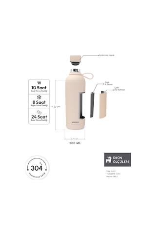 Karaca Aly Soft Touch Çelik Sızdırmaz Termos 500 Ml Taş Ekru