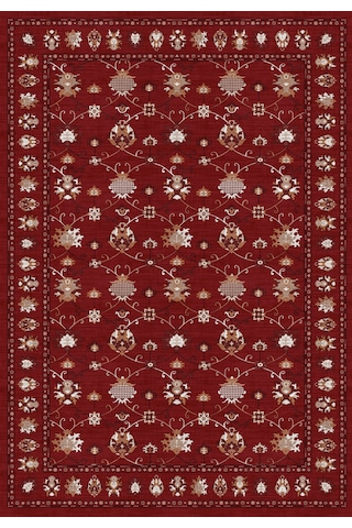 Dijital Baskılı Renkli Kilim Desenli Kaymaz Taban Yıkanabilir Halı Bordo