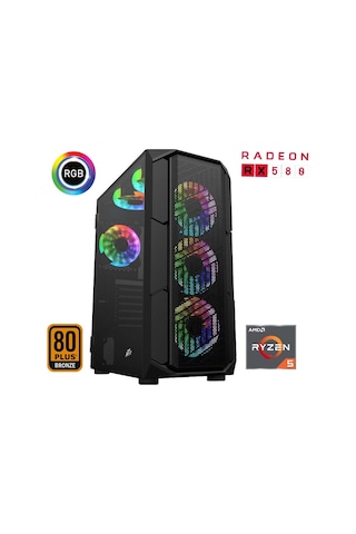 Xaser XSR467 R5-5600 16 GB 512 GB M.2 NVMe SSD 8 GB RX580 24" Free Dos Masaüstü Oyuncu Bilgisayarı