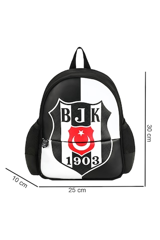Beşiktaş 2 Bölmeli 1903 Logo Baskılı Suni Deri Anaokulu Çantası + Kalemlik Siyah