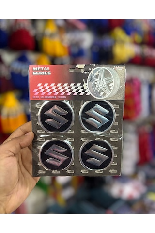 Universal Araç Uyumlu, Suzuki Jant Göbeği Arması, Sticker 4'lü Set 60mm Gümüş