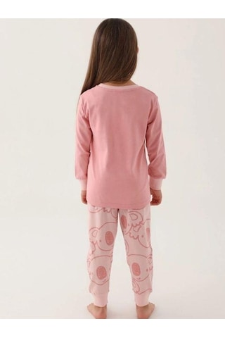 Kız Çocuk Koala Baskılı Uzun Kollu Pijama Takımı-16035 Pembe