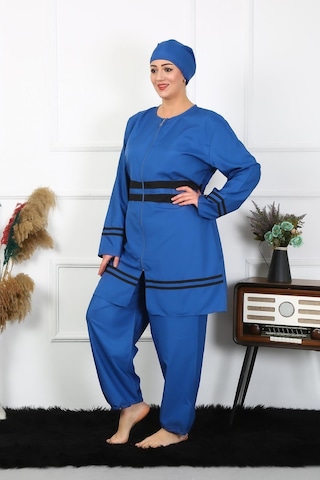 Akbeniz Büyük Beden Tesettür Mayo 7xl-8xl-9xl-10xl İndigo 55010-indigo İndigo