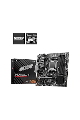 Msı Pro B650m-p Ddr5 7200mhz 1xvga 1xhdmı 1xdp 2xm.2 Usb 3.2 Matx Am5 Amd Am5 9000/8000/7000 Serileri İle Uyumlu
