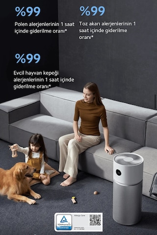 Xiaomş 125m² Geniş Alan Etkili Akıllı Hava Temizleme Makinesi Koku Duman Ve Tüy Giderici + Nemlendirici Beyaz