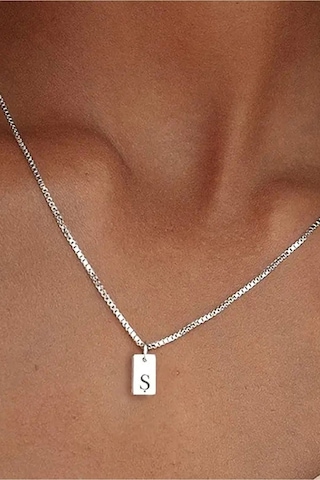 Azuris Silver 925k Gümüş Gurmet Zincir Plaka Harfi Harfli Kolye Ş Gümüş