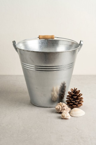 Metal Dekoratif Kova 10 Litre - 28 Cm Çok Amaçlı Saplı Galvaniz Saksılık Ve Düzenleyici Renksiz