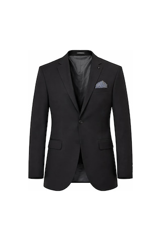 Plus Scorpion Erkek Mono Yaka Tek Düğmeli Çift Yırtmaçlı Blazer Ceket Premium Dokuma Kumaş, 8 Renk Siyah