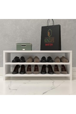Kenzlife Kapaklı Ayakkabılık Bosnevi Mat Beyaz Suntalam 035 080 30 Sekiz Çift Ayakkabı Kapasitesi Arkalıksız Beyaz