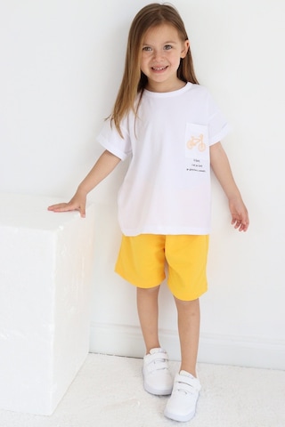 Babywom Unisex Oversize Yazlık Şortlu Basic Takım- Sarı