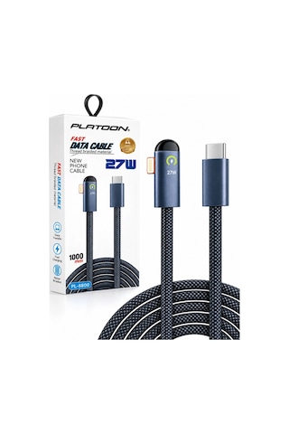 Platoon Pl-8800 1mt 27w Type-c To Apple iPhone Uyumlu Lightning Örgülü Oyuncu Gamer Hızlı Şarj Data Kablosu