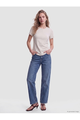 Lcw Vision Bej Soft Touch Peplum Bluz