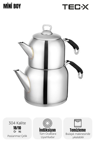 Nero Mini Boy Çaydanlık 0.80 Lt. - 1.75 Lt. Küçük Boy - Paslanmaz Çelik-süzgeç Hediyeli