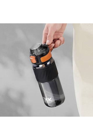 Tkk T1025 Çift Kullanım Pipetli/rahat İçim Siyah Tritan Matara 600ml