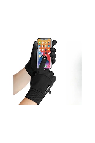 Jialan Kış Su Geçirmez Erkek Eldivenleri Rüzgar Geçirmez Spor Siyah