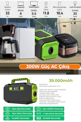 Robo 200 W Taşınabilir Güç Istasyonu Güç Kaynağı