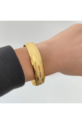 Ferizz 22 Ayar Altın Kaplama Imitasyon Bilezik 15Mm Kalınlık (478461856) Altın