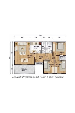 Ballife Prefabrik 123 M2 Standart Prefabrik Konut