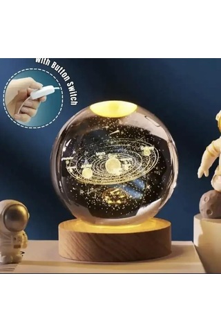 3d Işıklı Güneş Sistemi Led Kristal Küre-1267 Çok Renkli