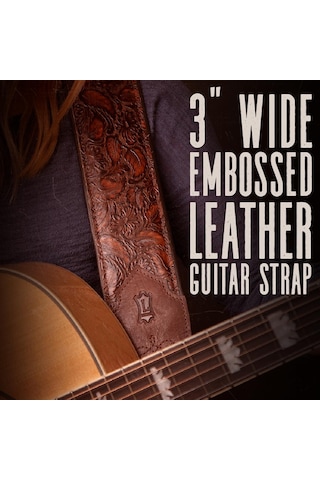 Levy's Leathers Sundance 7,62 Cm Genişliğinde Kabartmalı Deri Gitar Kayışı Western Serisi - Geramium Viski M4wp-006