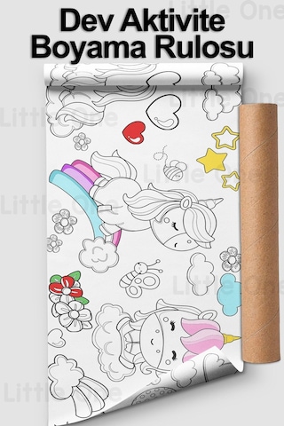 Melolisa Unicorn - Tek Boynuzlu At Aktivite Rulo Boyama Kağıdı - 62 Cm X 2.5 Metre Dev Rulo