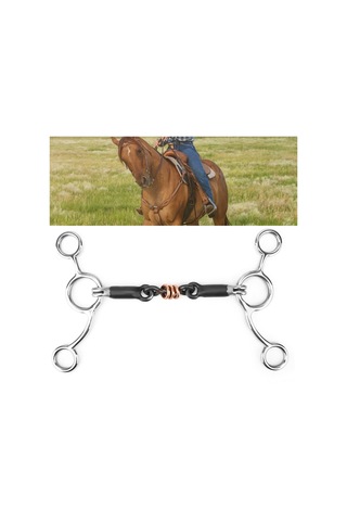 Xiyyadms Paslanmaz Çelik At Ağız Aleti, Bakır Taklı Üç Küçük Halka, Hafif Temas Ve Yön Gösterme, Yanal Desteği Sağlar, Oval Bağlantı, Palete Bası Yok - 135mm