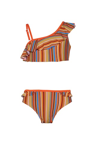 Toosalty Kız Çocuk Çok Renkli Turuncu Çizgili Bikini Takımı 25sg007st Çok Renkli