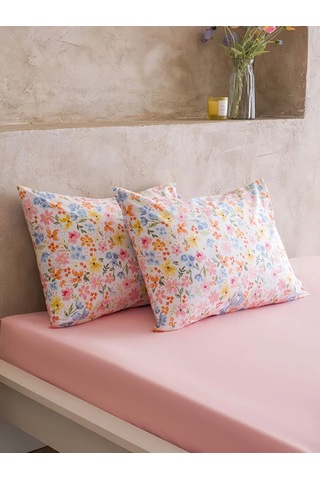 Pembe Çiçek Desenli Çift Kişilik Pike Takımı