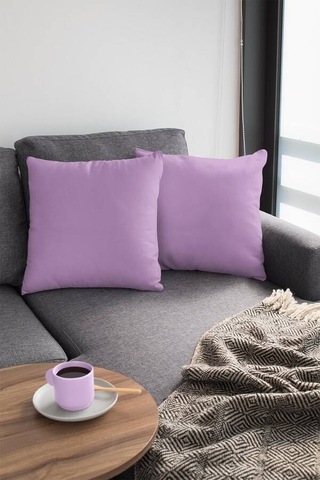 Lila Tek Renk 4'lü Set Çift Taraflı Kırlent Kılıfı 4krl013n11
