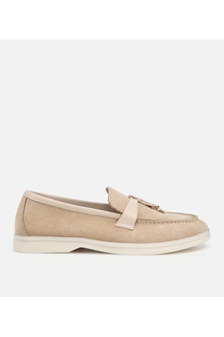 Hotiç Kadın Süet Deri Bej Tokalı Günlük Loafer 01ayh325070a310 01ayh325070a310