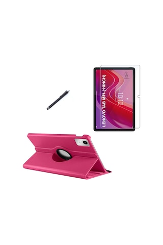 Lenovo Tab M11 Tb-330fu Uyumlu Kılıf Dönebilen Standlı Tablet Kılıfı + Ekran Koruyucu + Kalem