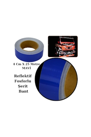 Carub Reflektif Fosforlu Şerit Bant 4 Cm X 25 Metre Mavi İkaz Bandı BR2405304