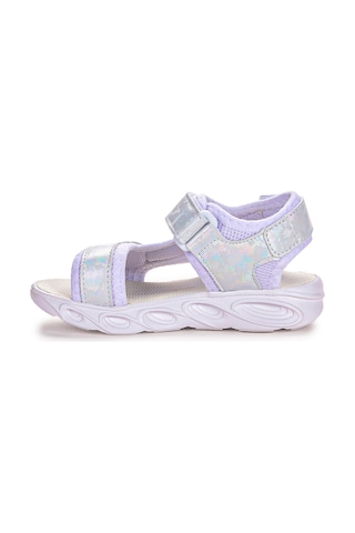 Kiko Kids 133 Hologram Işıklı Kız Çocuk Cırtlı Sandalet Ayakkabı Beyaz 001
