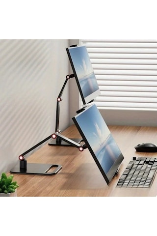 Xuweiwei 43.94cm 3 Bölümlü Yükseltme Modeli Taşınabilir Dikey Ekran Standı Ev Ofisi Kurulumu Modern Masa Ayarlanabilir Yükseklik Laptop Standı