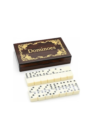 Lüks Ahşap Kutulu Türkiye Logolu Premium Domino Seti 28 Parça 6 Çift - Aile Oyunu Yeni Yıl Hediyesi