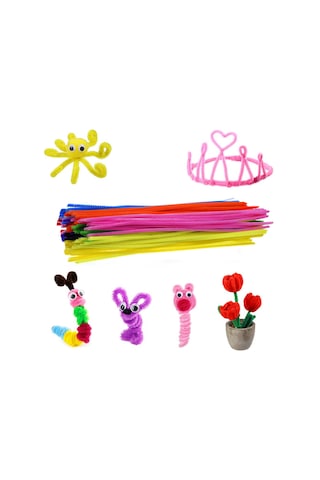Şönil Renkli 30 Cm Renkli Fosforlu Tüylü Tel 20 Li- 1 Paket